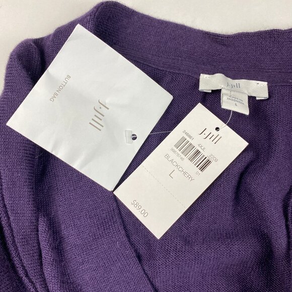 NWT J. Jill V-Neck Long Cardigan Sweater Women's Size Large Purple - Picture 7 of 14